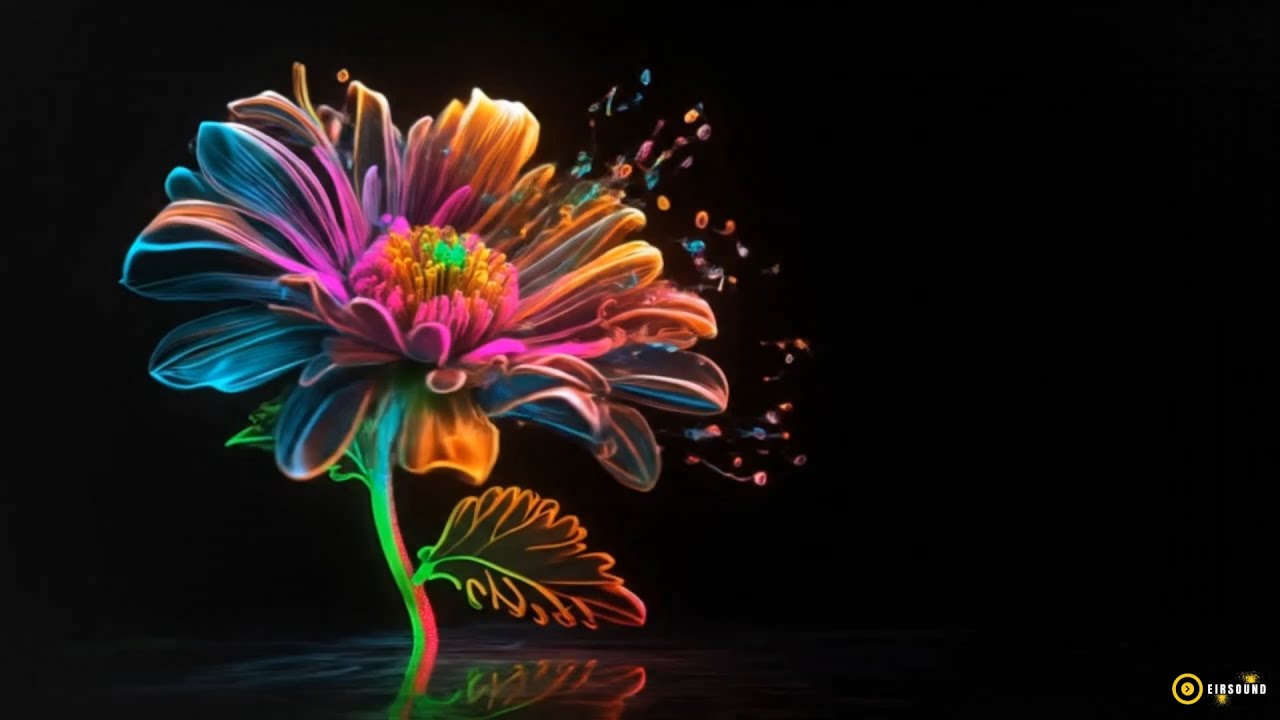 Morning Jazz Music with Colorful Flower Hologram Ambient Video for PC or Laptop Background