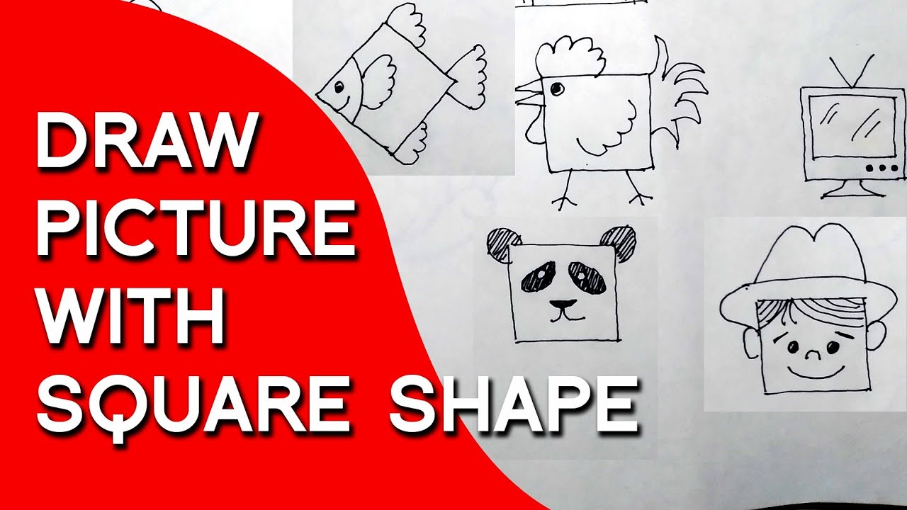 Draw picture with square shape | How to draw using shapes | step by step drawing