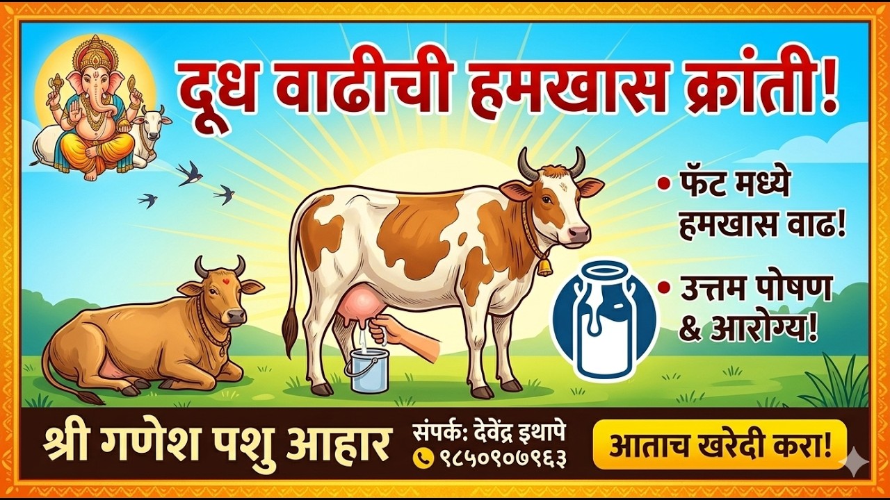 जनावरांसाठी श्री गणेश पशुआहार यांचे उपयुक्त खाद्य ,संपर्क -देवेंद्र इथापे मो-९८५०९०७९६३