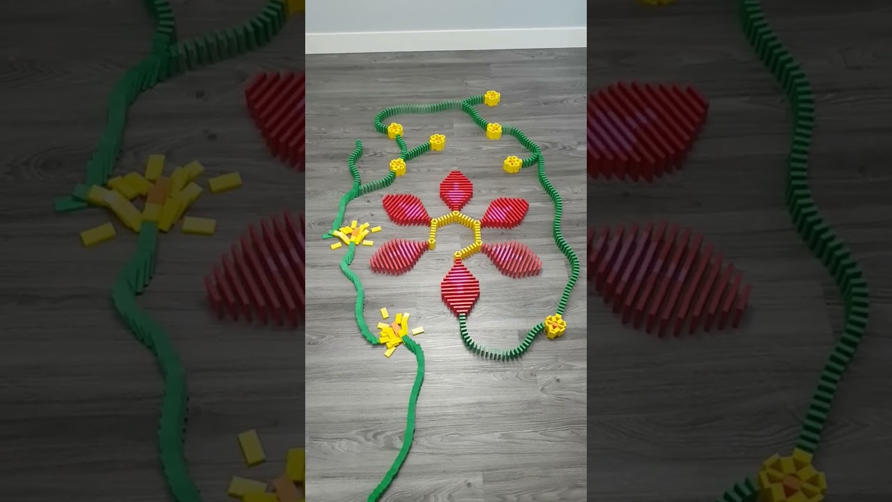 Red and Yellow Flowers Domino Art Topple (Vertical View)