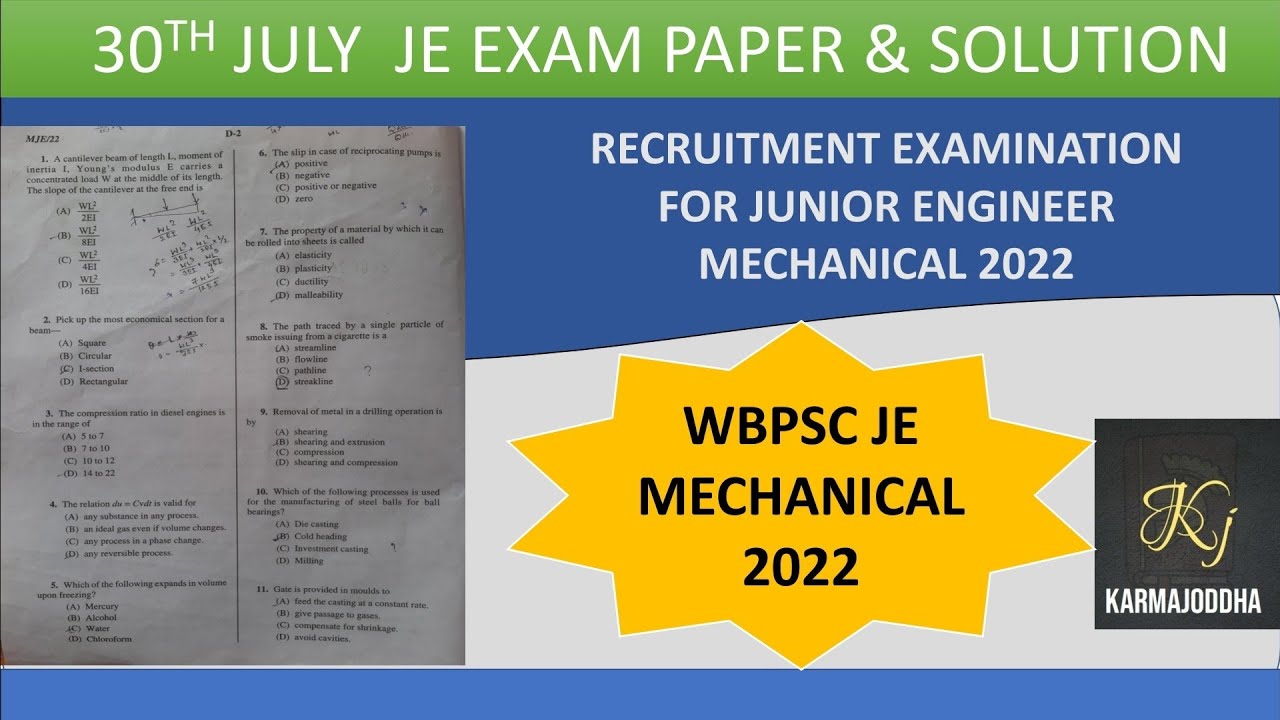 30th JULY WBPSC JE EXAM 2022 QUESTIONS AND ANSWER KEY