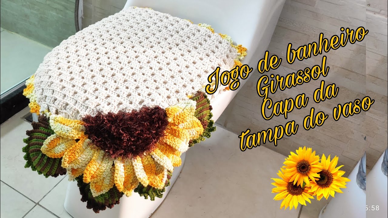 🌻 Jogo de banheiro girassol tampa do vaso