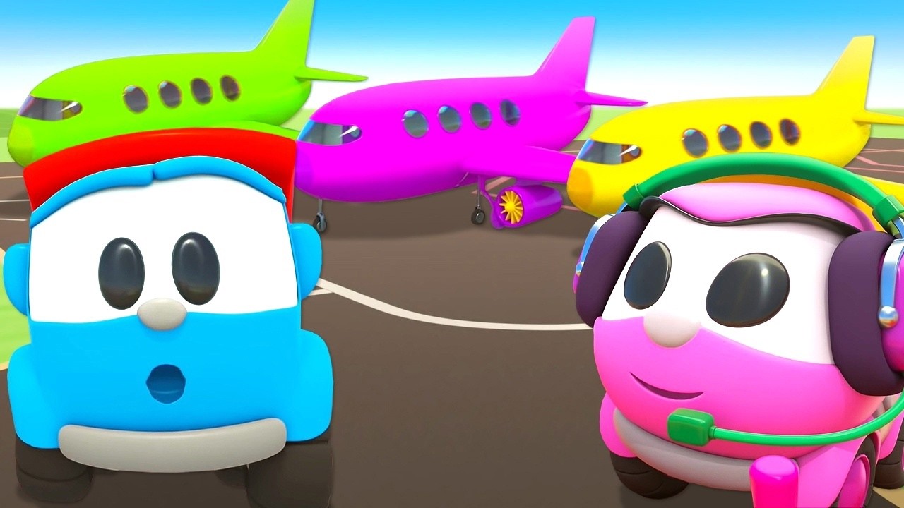 Construindo um prédio no aeroporto com Leia e Léo, o caminhão! Desenho animado infantil