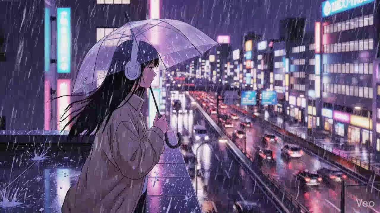 Japanese Neon City Rain 🌧️ Lofi Chillhop for Study & Focus