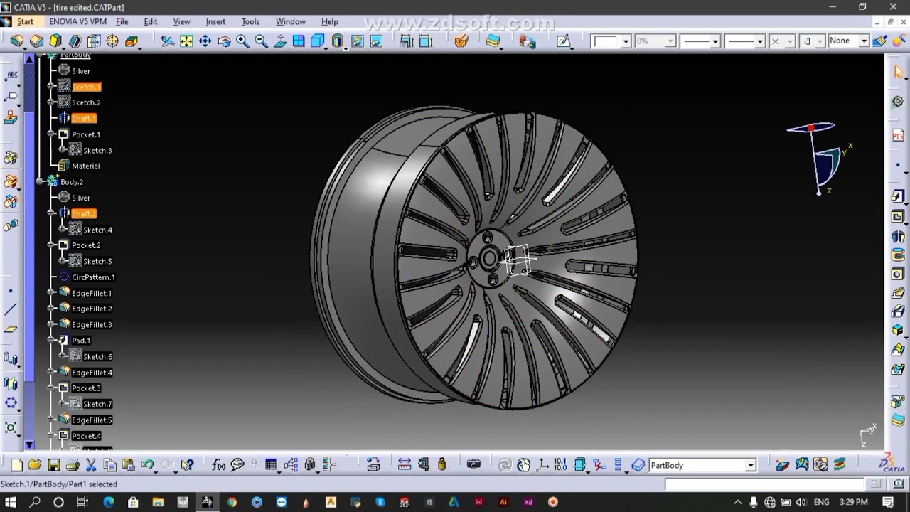 catia 3d modelling | wheel rim design | part modelling.
