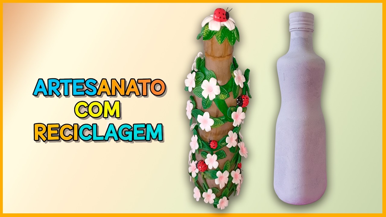 Decoração em Garrafa com Massa de Biscuit | Não Jogue Fora!  ♻️