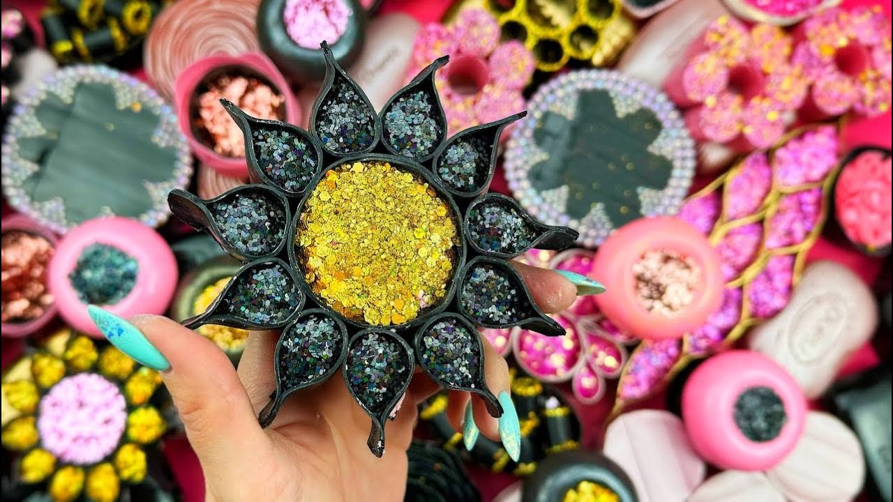 Relaxing ASMR Soap Art: Crushing Colorful Soap, Cutting cubes, and Creating with Glitter and Foam!