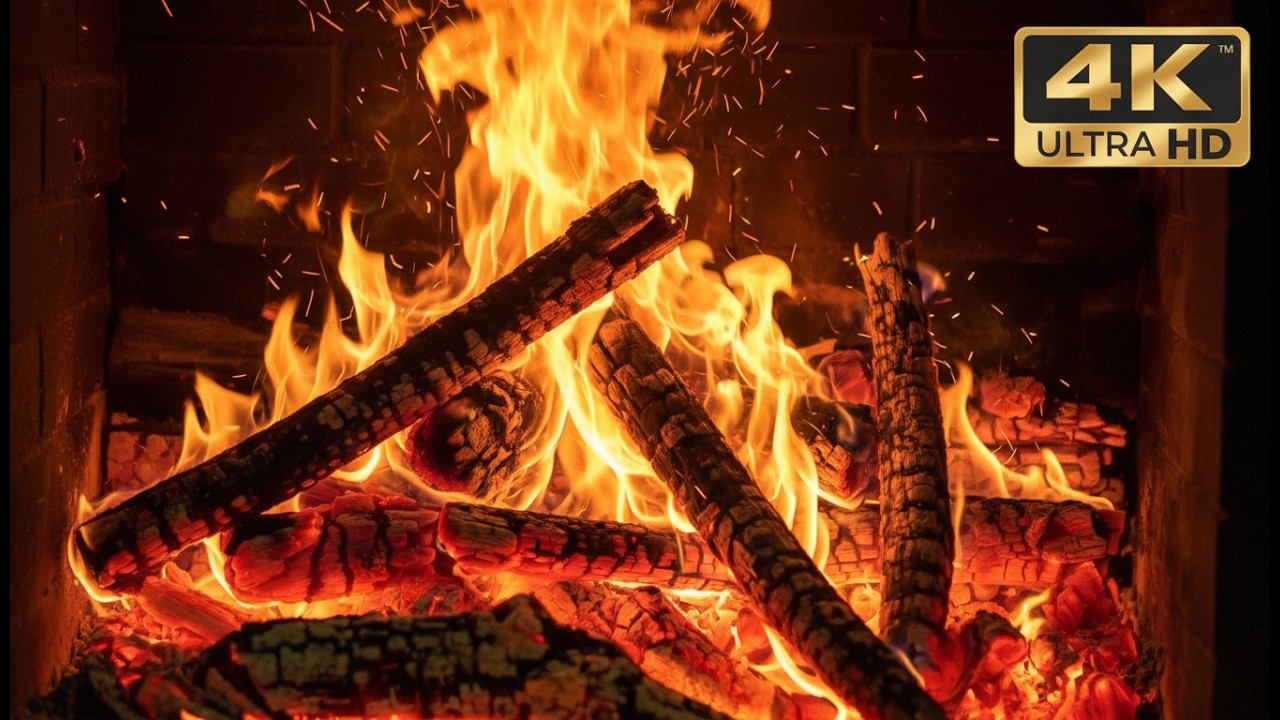 Soothing Night Jazz & Fireplace Crackle 4K 💤 Beat Insomnia
