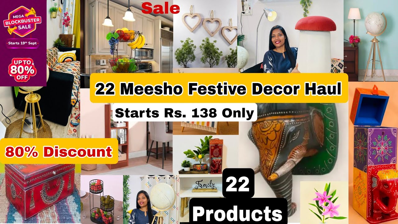 Huge 22 Meesho Home Decor Haul Starts Rs. 138 only /Festive Decor Products #meeshofind 