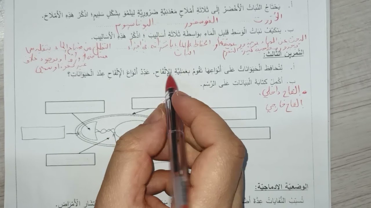 اختبار الفصل الثاني في مادة التربية العلمية السنة الخامسة ابتدائي 
