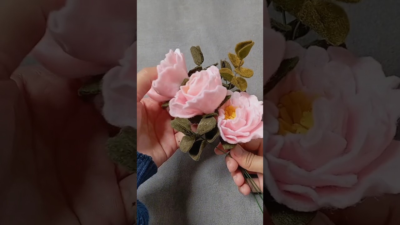 Memasang tangkai bunga flanel ✂️#bungaflanel #tangkaibunga #kawat #diy #flowers #felt #tutorial