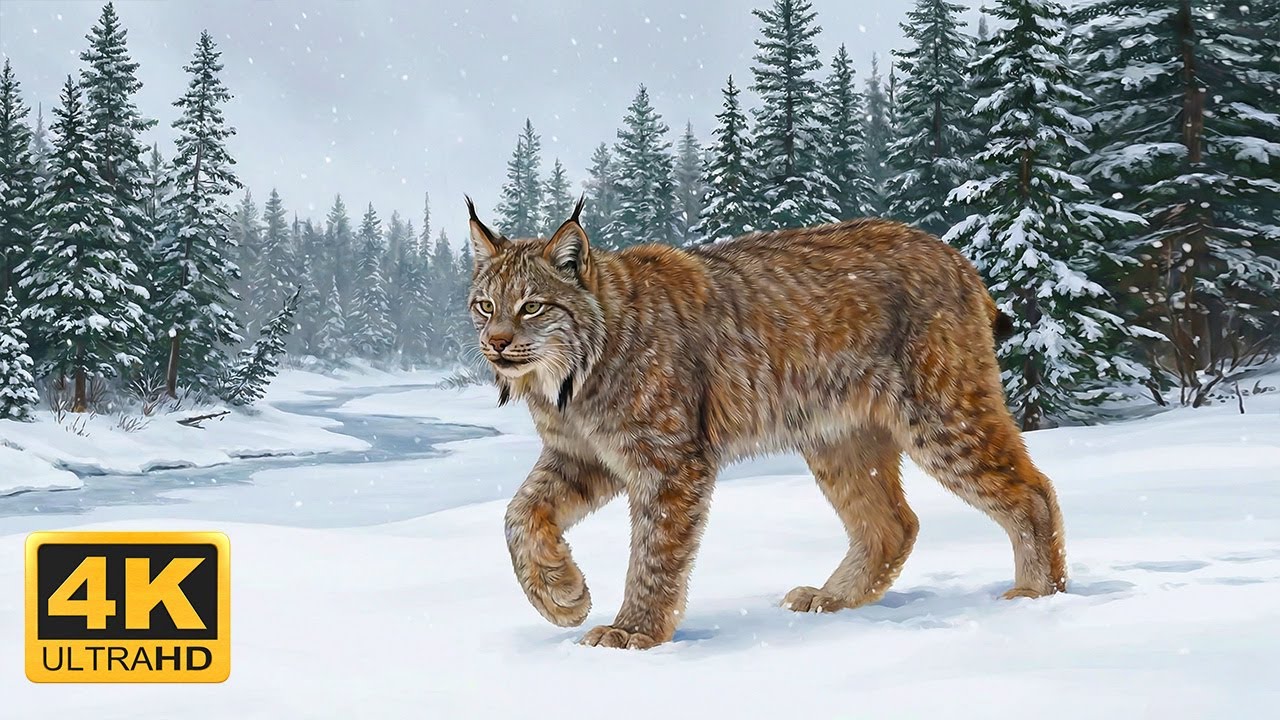 [4K] 3 Hours Of Animals In Winter Wonderland And Soothing Music for Relaxation