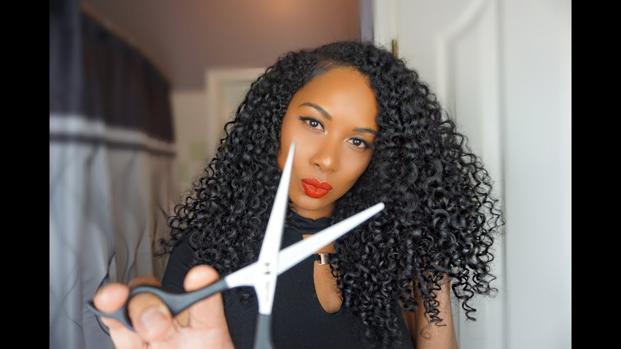 DIY CURLY HAIR CUT l EASY WAY TO LAYER & TRIM NATURAL HAIR AT HOME