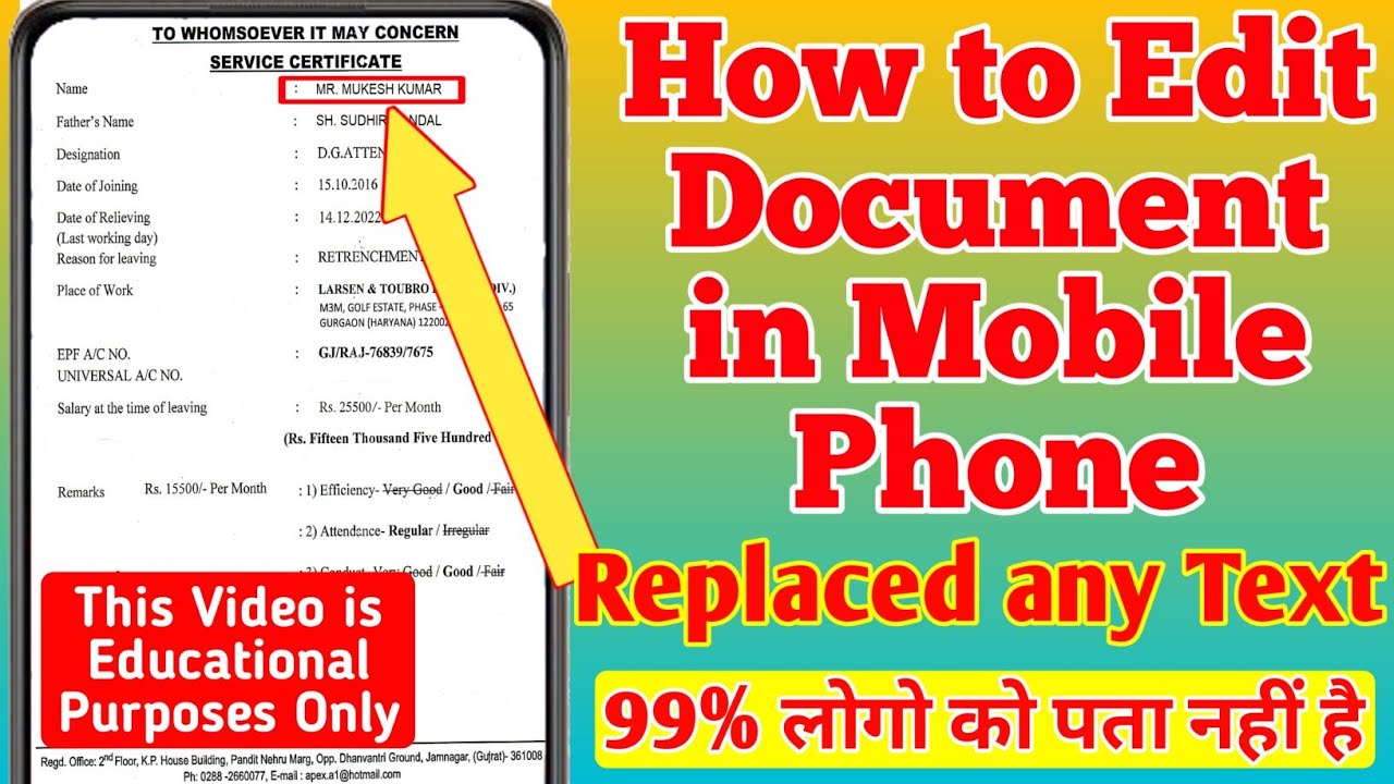 How to edit document in mobile phone