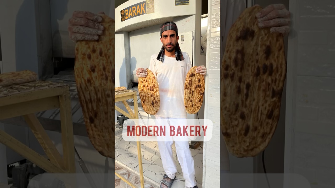 Baking Special Barabari bread with modern machine in Iran #breadrecipe #food #breadmaking