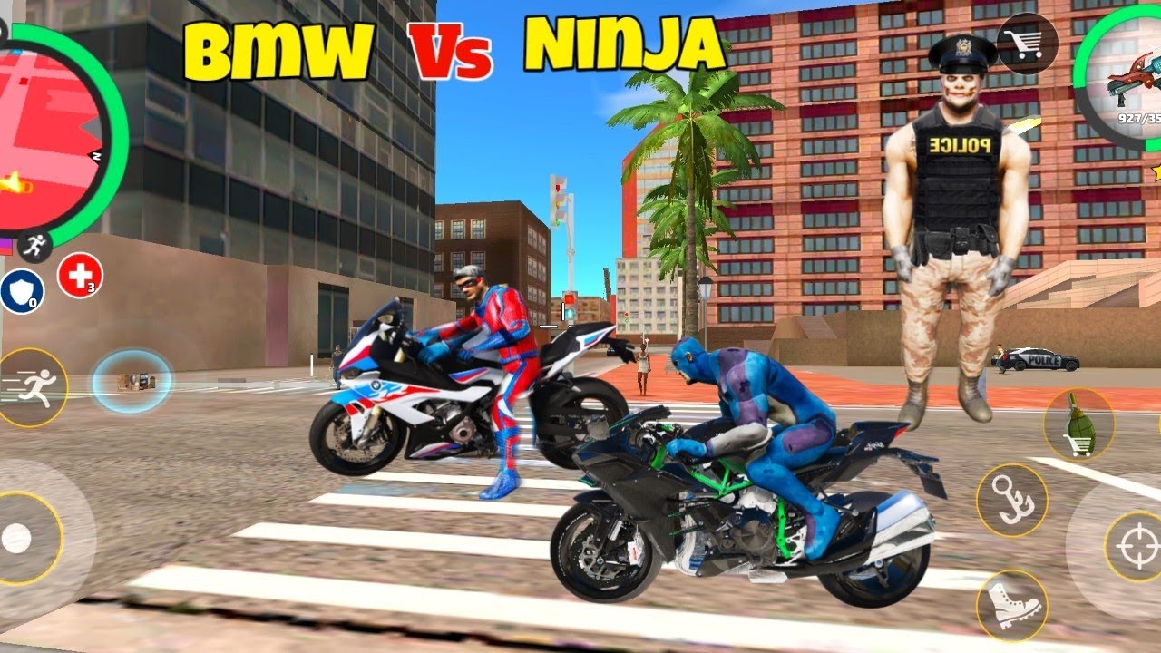 Superhero Bmw Bike Vs Rope Hero Ninja Bike Race in Rope Hero Gta V | Rope Hero Ninja Bike Race