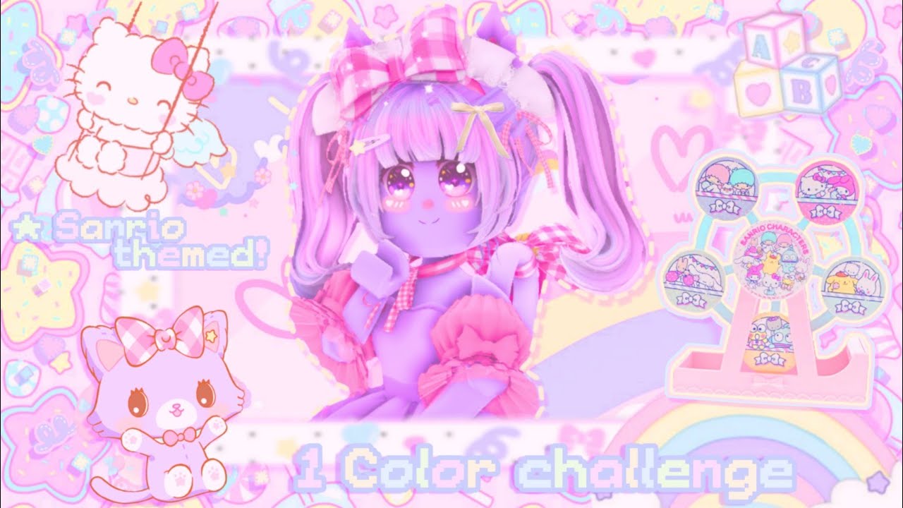 ꒰ 🍰 1 Color outfit challenge but sanrio themed! ୨୧ Royale High