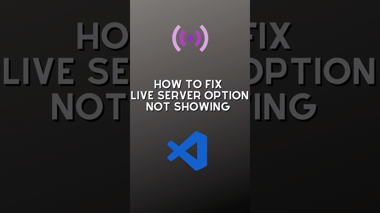 How to fix Live Server option not showing in VS CODE