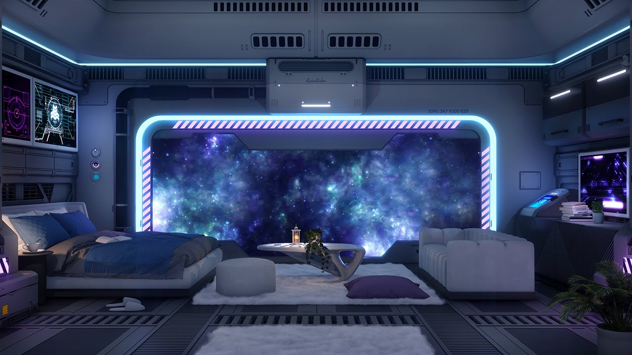 Relaxing Space Sounds with Radio Chatter ✨ Spaceship Ambience 10 Hours for Deep Sleep And Relaxation