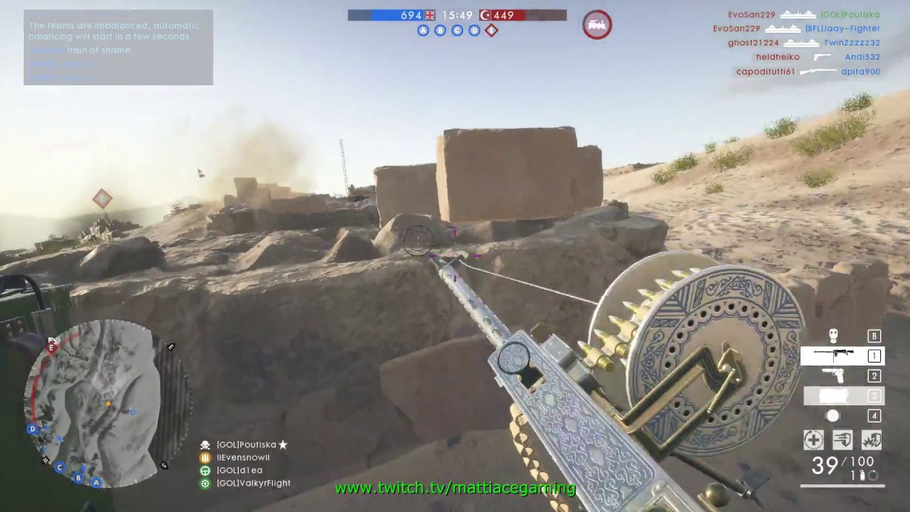Battlefield 1 - Parabellum MG14/17 low weight and smoke strategy