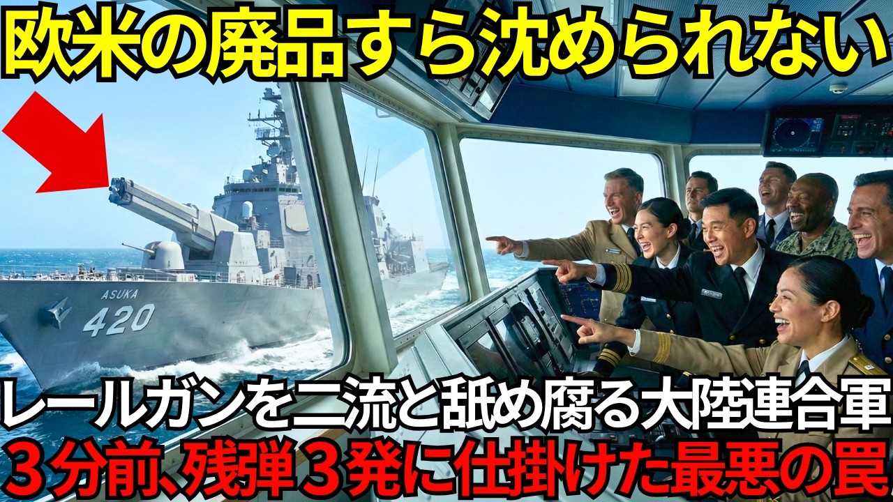 「日本は狙いを外したなw」と試験艦あすかのレールガンを見下した大陸連合軍⋯直後、残弾３発に全滅した衝撃の結末【海外の反応】