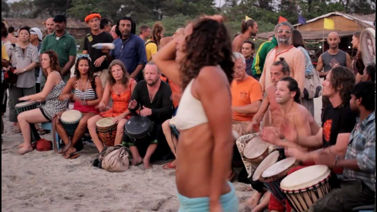 Arambol Sunset. Goa. The Drum Circle On The Beach of Arambol. India. (13.02.2013)
