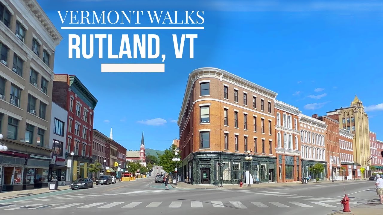Vermont Walks - Rutland, VT - Blue sky spring walk in downtown Rutland Vermont ・ 60fps ・ 4K