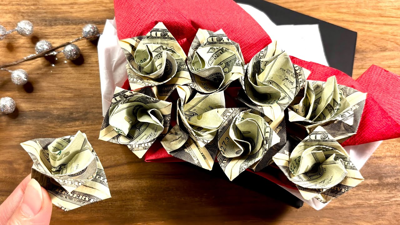 Dollar Origami Money Rose 🌹 Easy Valentine’s Day DIY Gift Tutorial