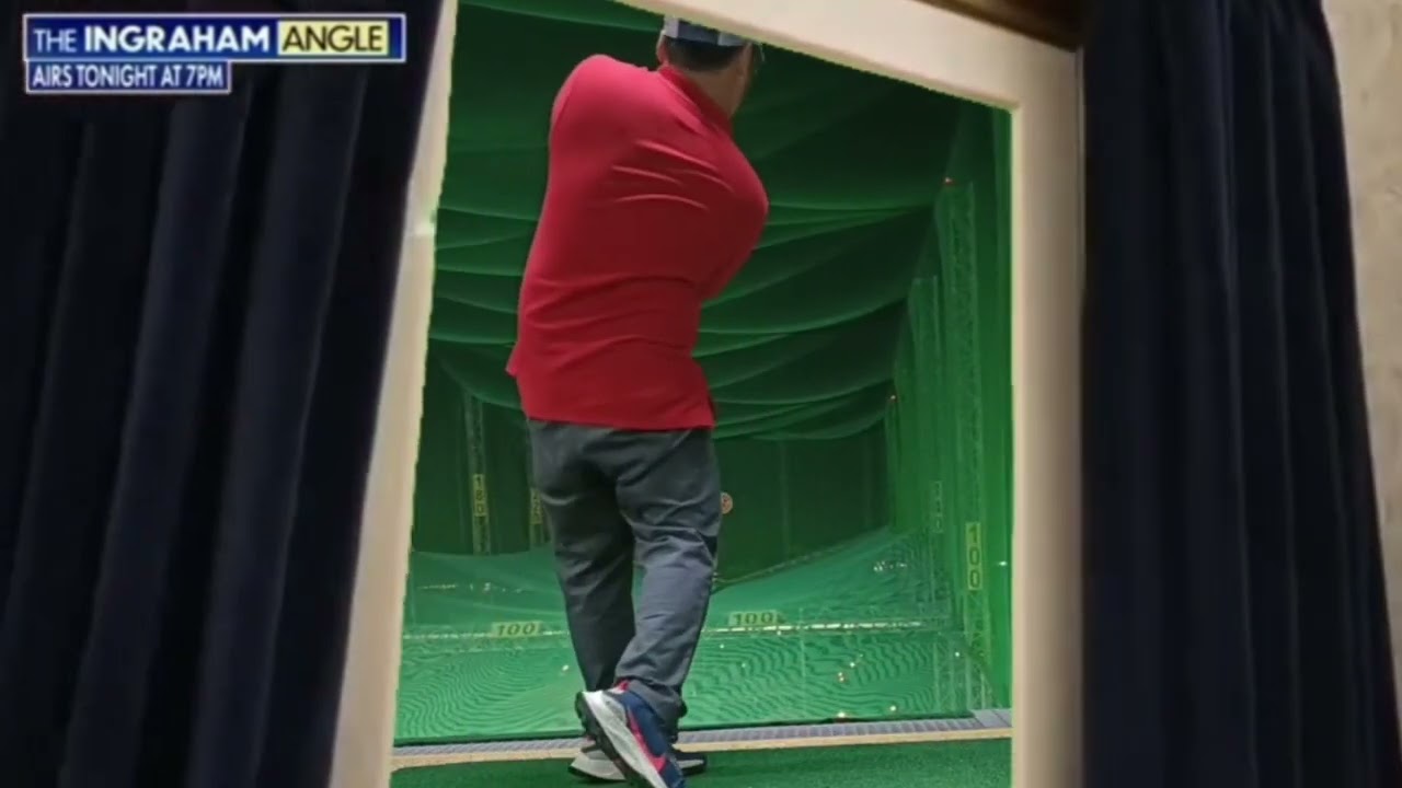Trump pull curtain to show GodDanGolf who claims to be a 6 handicap shank his golf shot