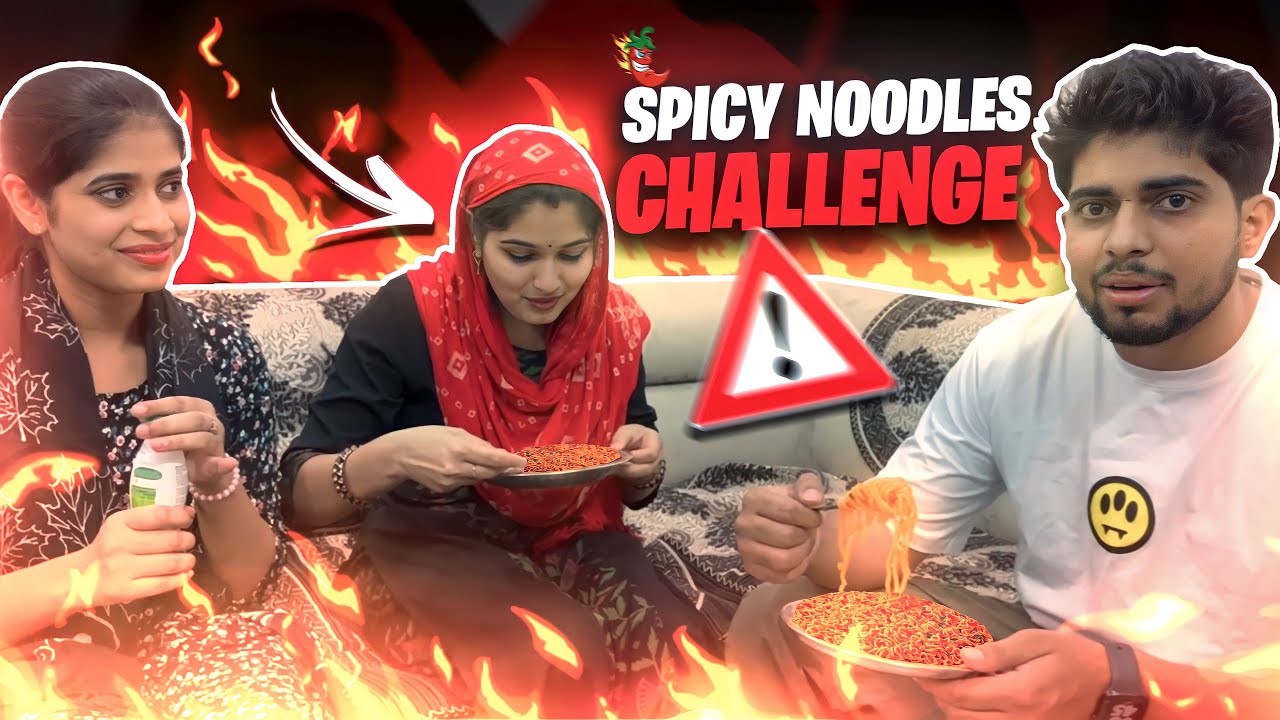 3x Spicy Noodles Challenge 🔥 with Family