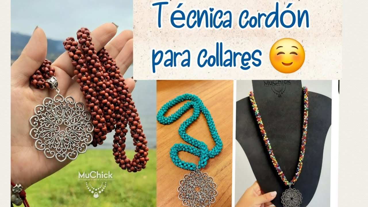Técnica CORDON para tejer COLLARES largos #bisuteria #mostacillas #abalorios #hechoamano