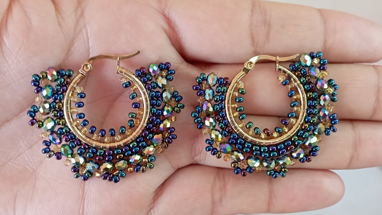 Candongas en mostacillas/ tutorial/ cómo tejer Aretes paso a paso/idea de negocio rentable