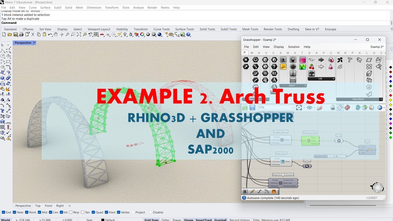 CE495 Class: Example 2 - Arch Truss (Rhino3D + SAP2000)