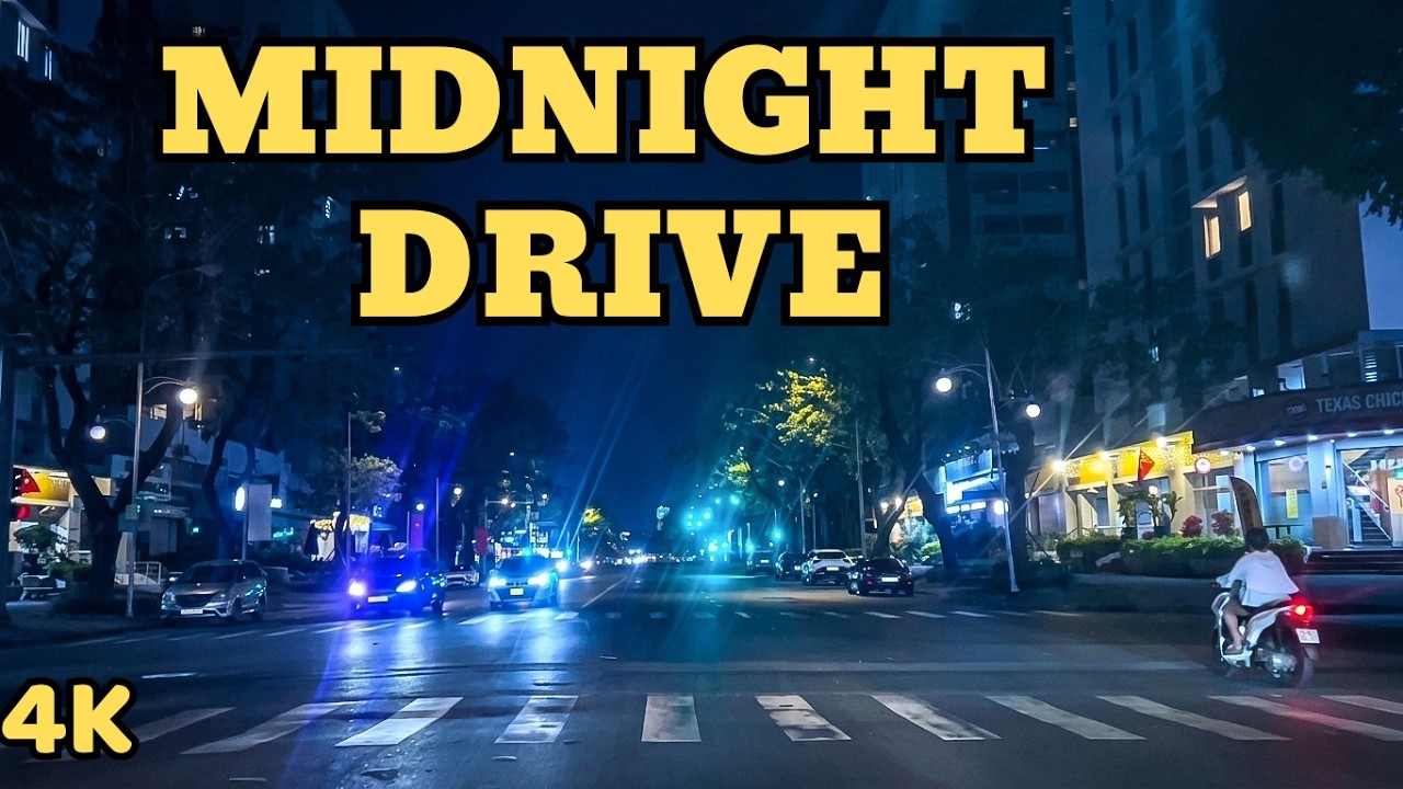 Midnight Drive in Saigon | Dim Street Lights & Calm City Ambience (No Music)
