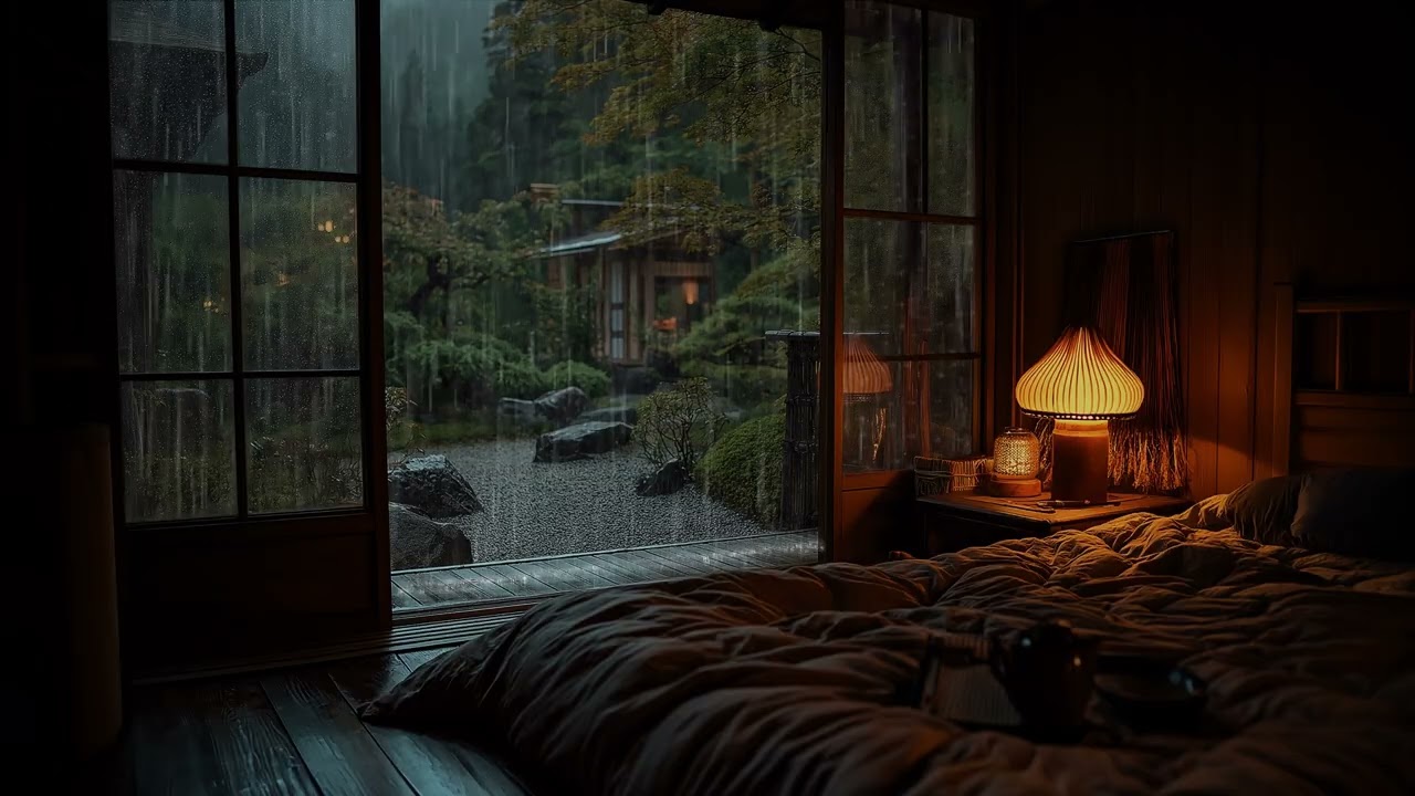 Best Heavy Rain Sounds in Cozy Garden Bedroom 🌧️ Rain on Window for Deep Sleep, Study, Relaxation