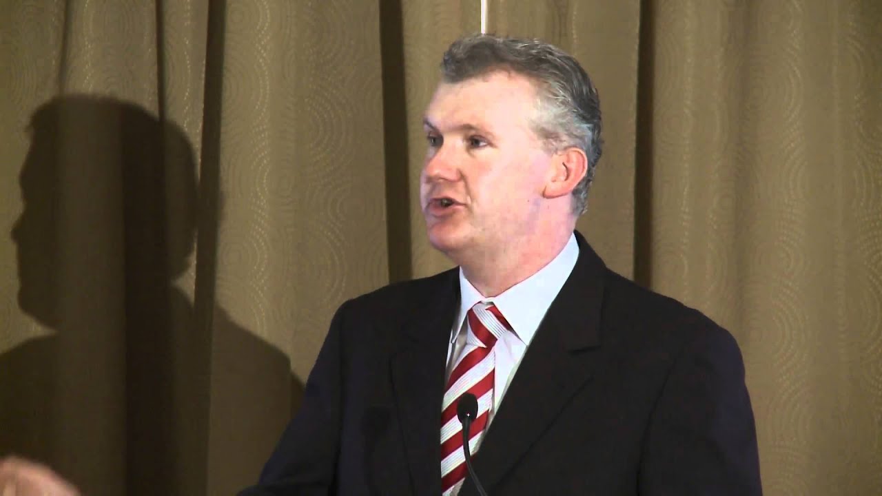 Former Water Minister Tony Burke addresses the Australian Water Association conference