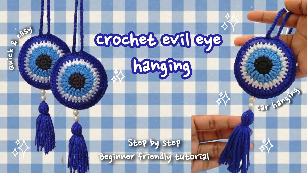 Урок по вязанию крючком подвески в виде сглаза 🧿 | Простой и понятный для начинающих узор | Пошаг...