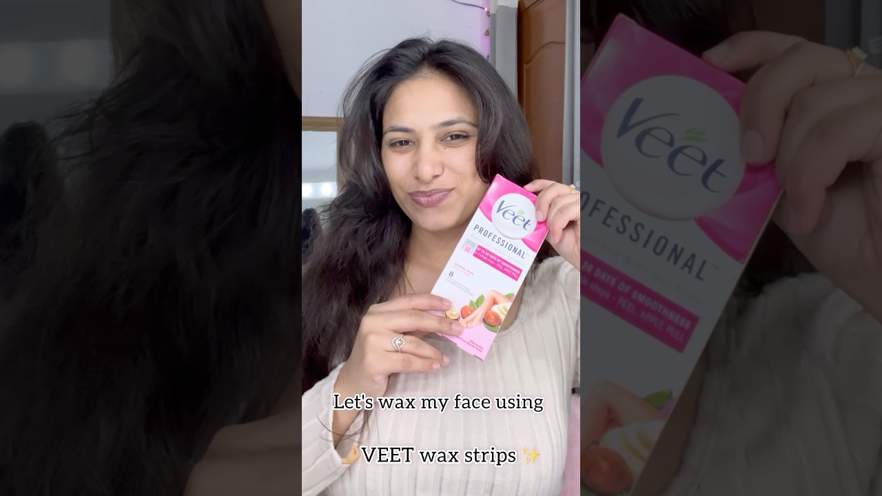Waxing my face using VEET wax strip 😭 Have you tried it$ #khushiglamgirl #VEET