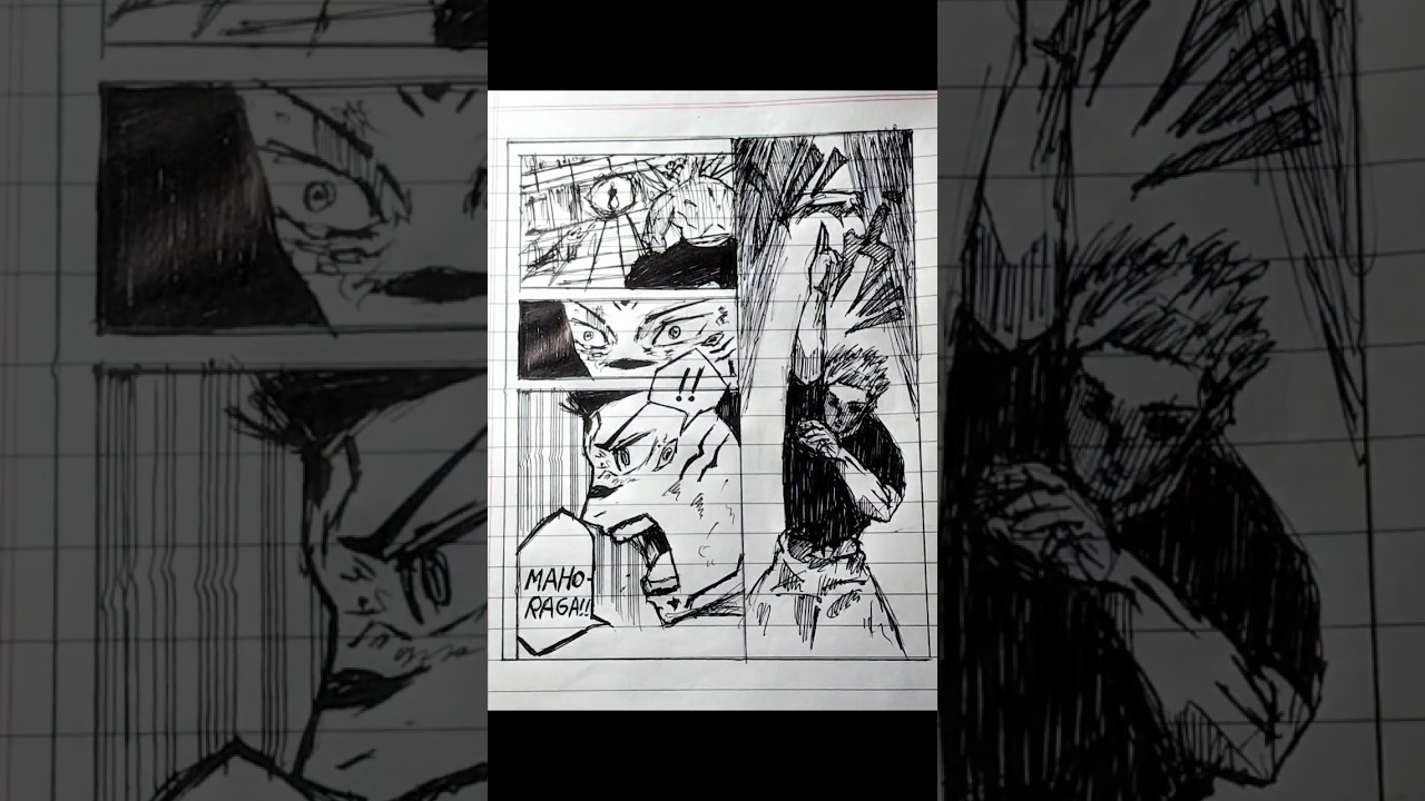 Drawing Jujutsu Kaisen Manga Page Gojo Vs Sukuna 🔥#shorts #trending #sketch #gojo #sukuna #jjk #art