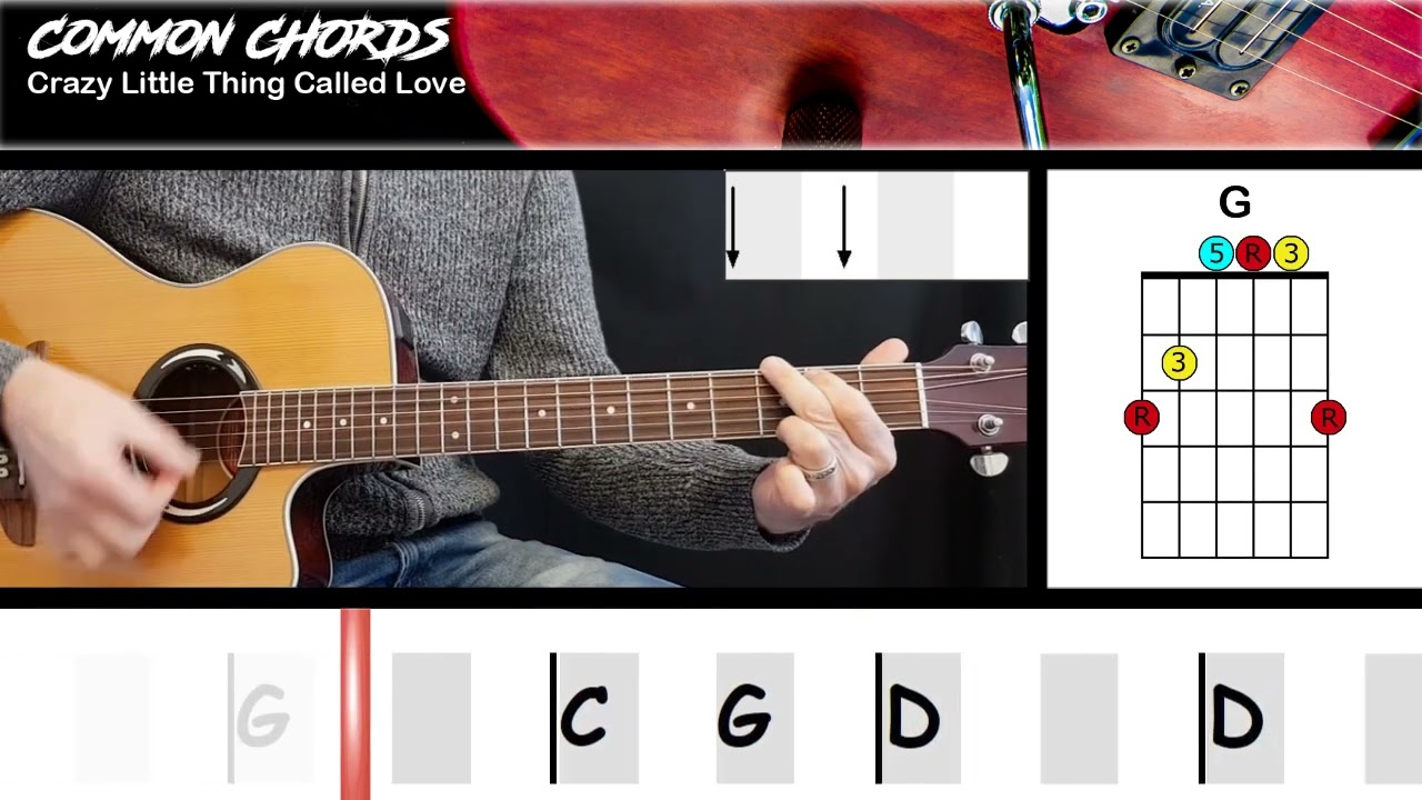 Crazy Little Thing Called Love (ver2) - Queen | EASY GUITAR LESSON | Scrolling Chords & Lyrics