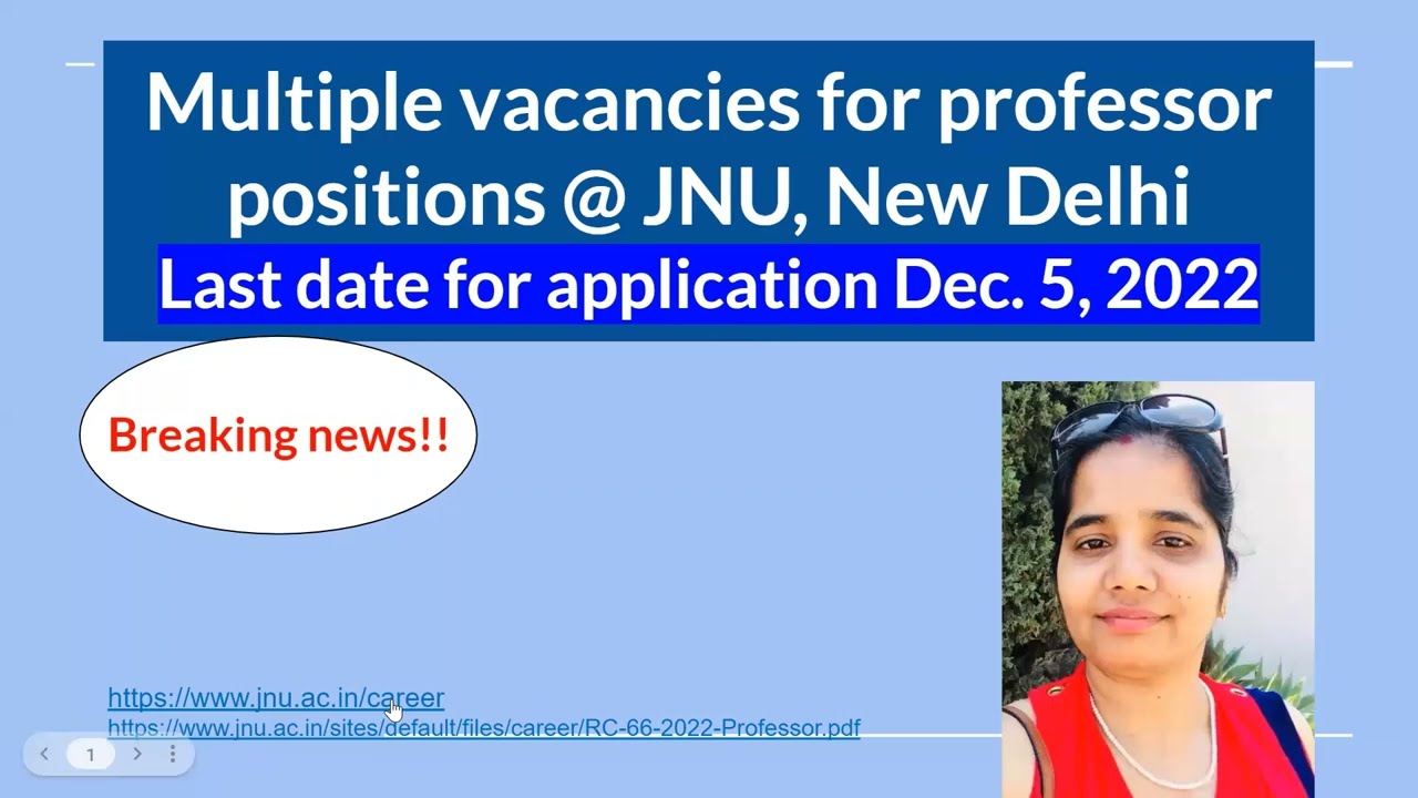 Multiple vacancies for professor positions @ JNU, New Delhi.Environmental Science and other subjects