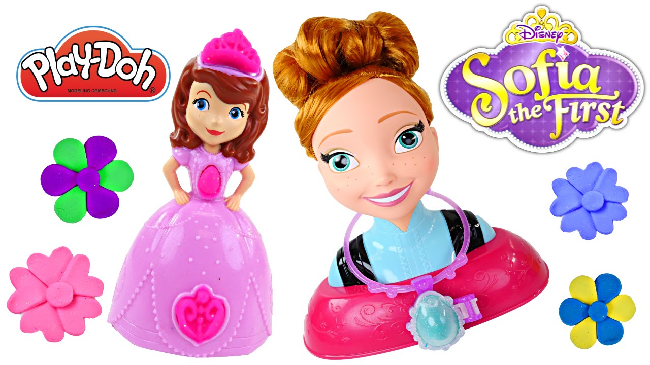 Play-Doh Sofia the First Royal Sparkle Vanity Amulet + Disney Princess Frozen Anna Playdough Tiara