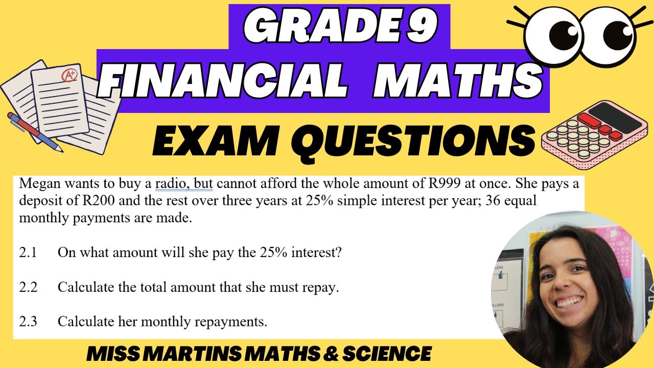 Grade 9 Financial Maths Exam Questions