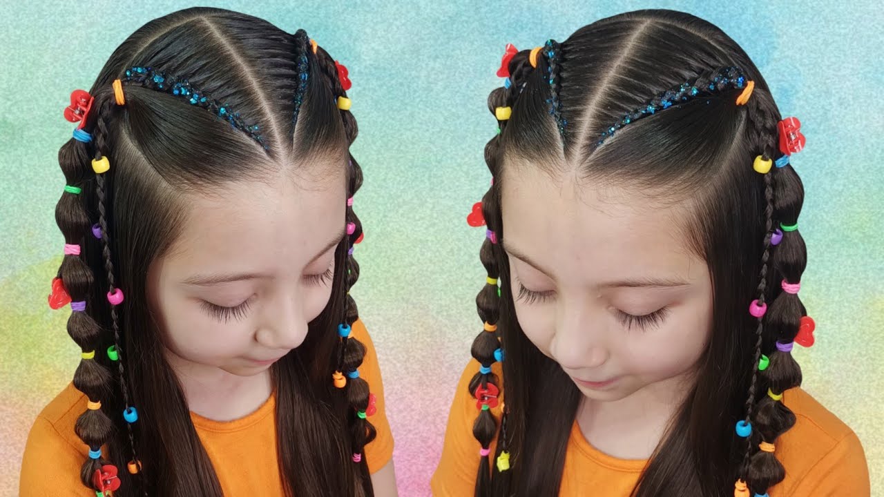 Peinado de moda para niñas & Juvenil 💗🌈 Trenzas 😍