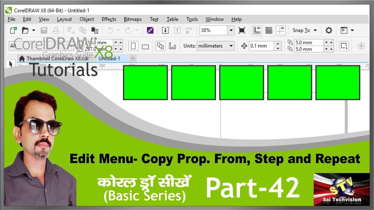 How to use Copy Property From, Step and Repeat Option in CorelDraw X8 (Basic Series) Part-42