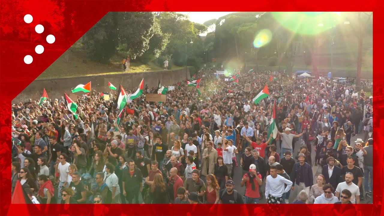 Roma, imponente corteo in sostegno del popolo palestinese