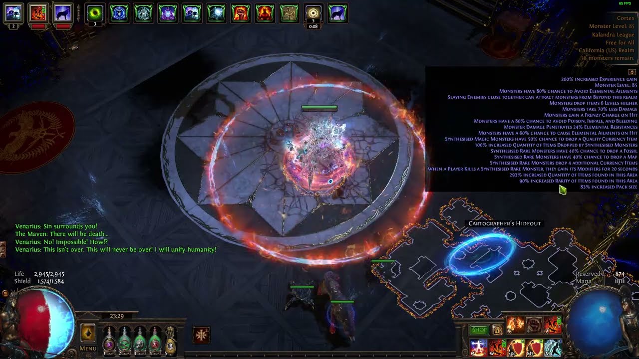 [PoE 3.19] RF/FT Inquisitor Uber Venarius Replica Cortex