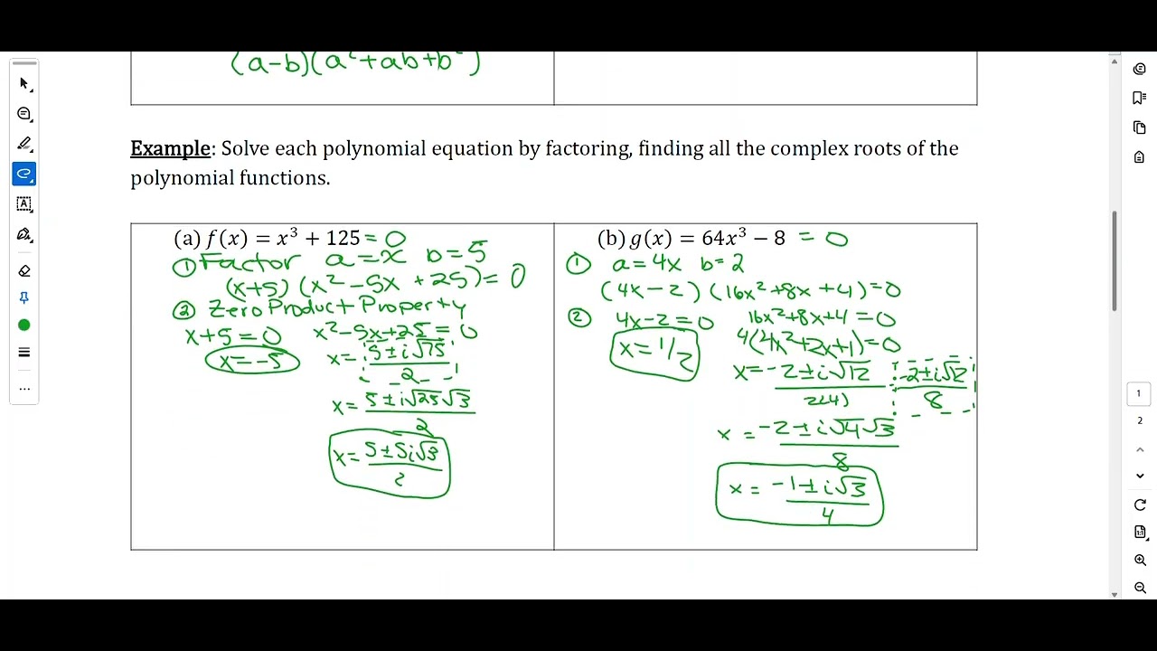 Pre AP Alg 2 Key Concept 3 2 Lesson 4   Factorable Polynomial Equations Pt 2