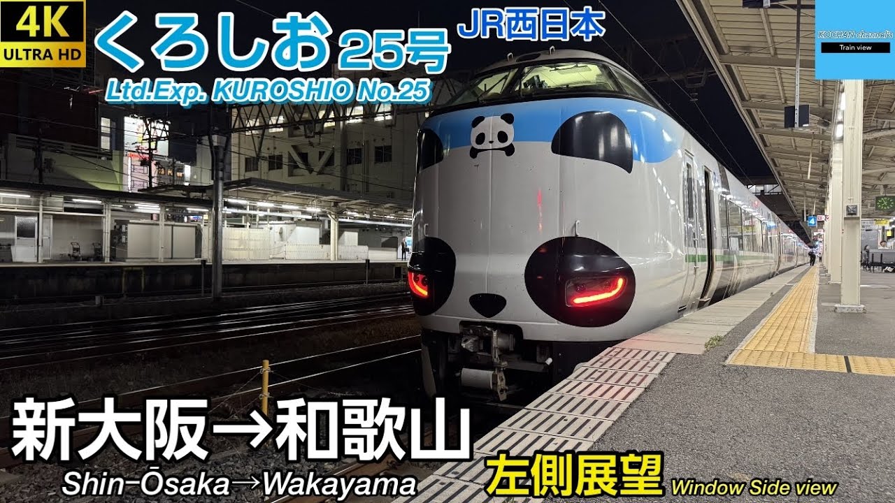 【4K 側面展望】JR西日本 〈特急 くろしお25号〉 新大阪→和歌山 287系(パンダくろしお) 2025.6