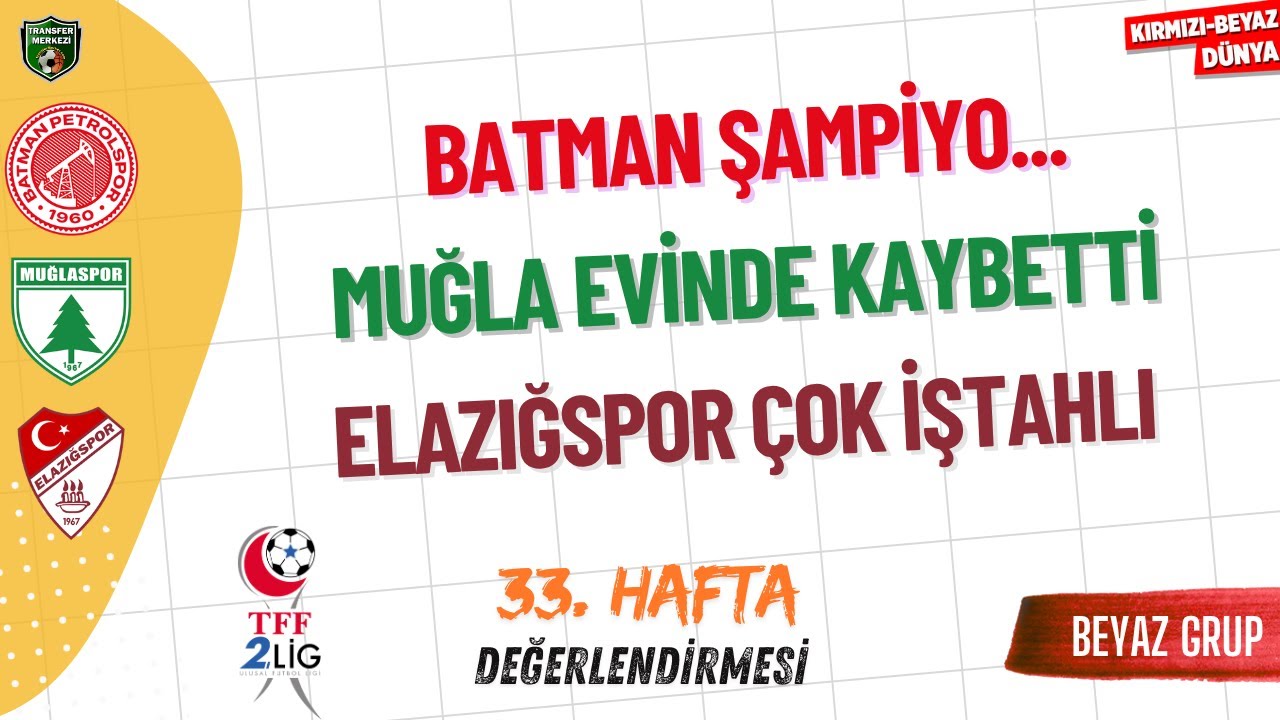 TFF 2. Lig Beyaz Grup 33. Hafta Değerlendirmesi | KIRMIZI-BEYAZ D&Uuml;NYA